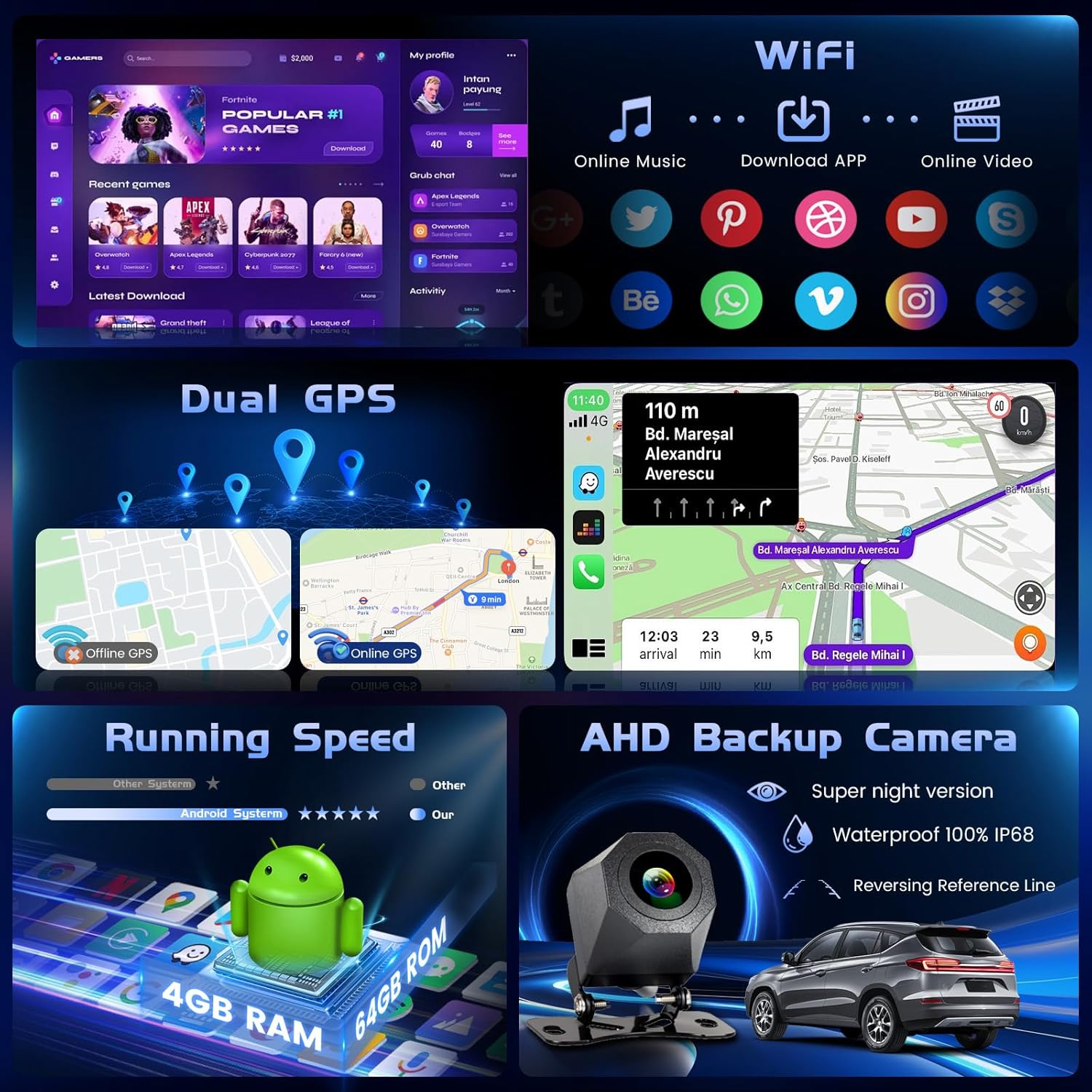 4G+64G Car Radio for Hyundai Elantra 2016 2017 2018 Wireless CarPlay Android Auto,9'' Incell Android 15 Touchscreen Stereo 32-EQ Bluetooth FM/RDS GPS WiFi SWC AHD Backup Camera