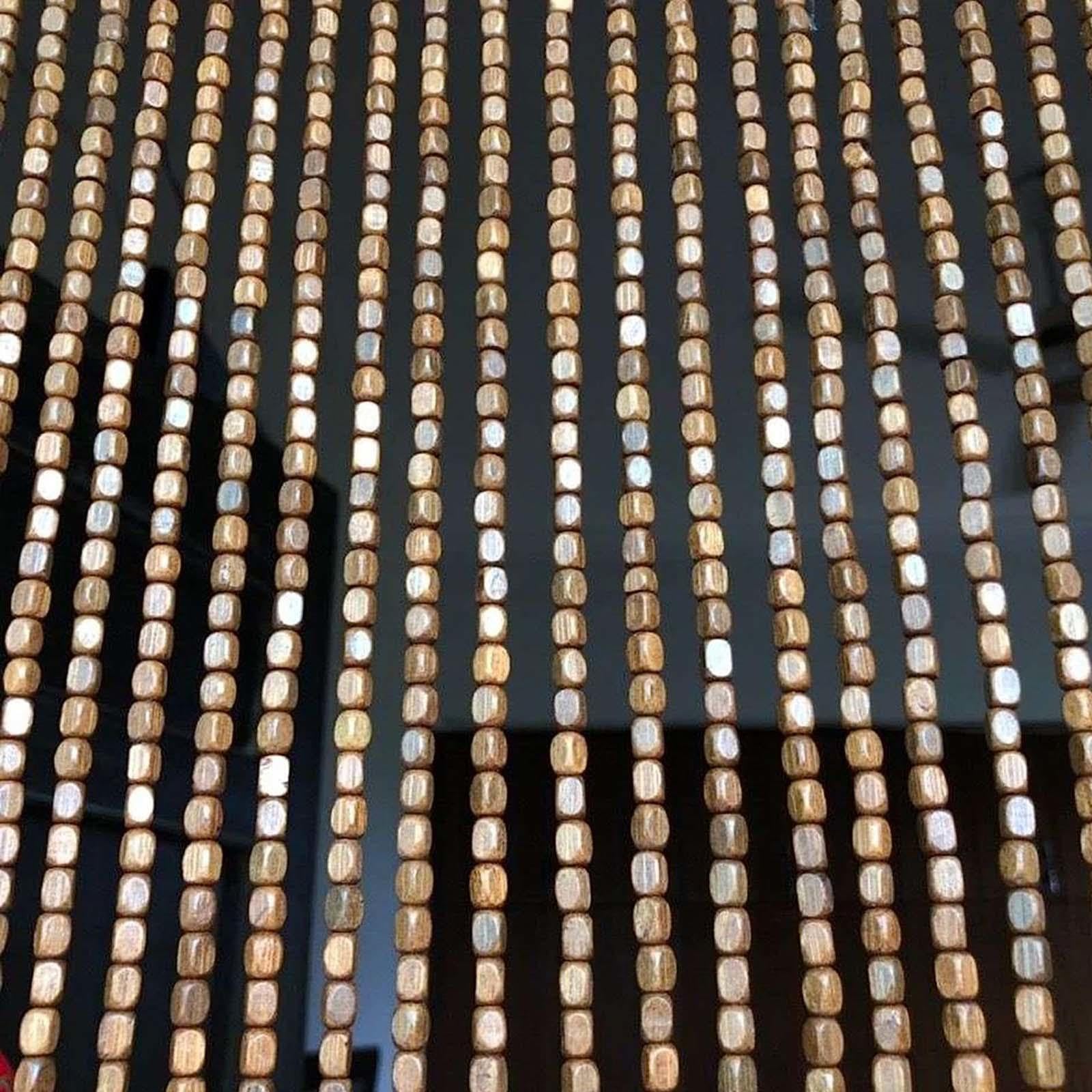 Rideaux De Perles Suspendus,Rideaux De Perles en Bois De Bambou Naturel,Rideau De Porte Perles Brins,Panneaux De Anti Mouche,Faits À La Main,Pour Patio, Cuisine, Balcon,W×H-100strands(100×210cm)