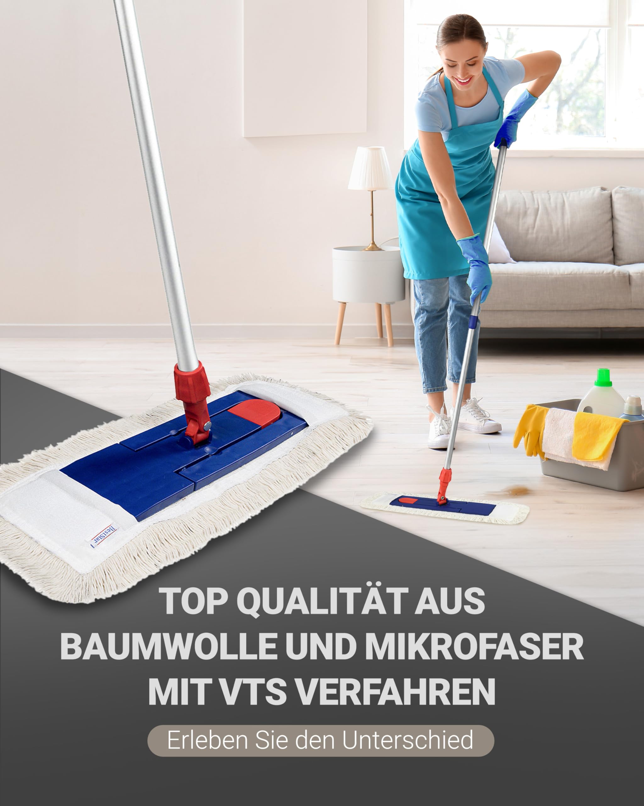 10 Stück 50cm Profi Baumwolle Wischmop Baumwollmop Bodenwischer Wischmopp Prime Mop Best 50 cm