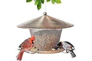 Squirrel Proof Bird Feeder for Outdoors, Weatherproof All Metal Hanging Wild Bird...