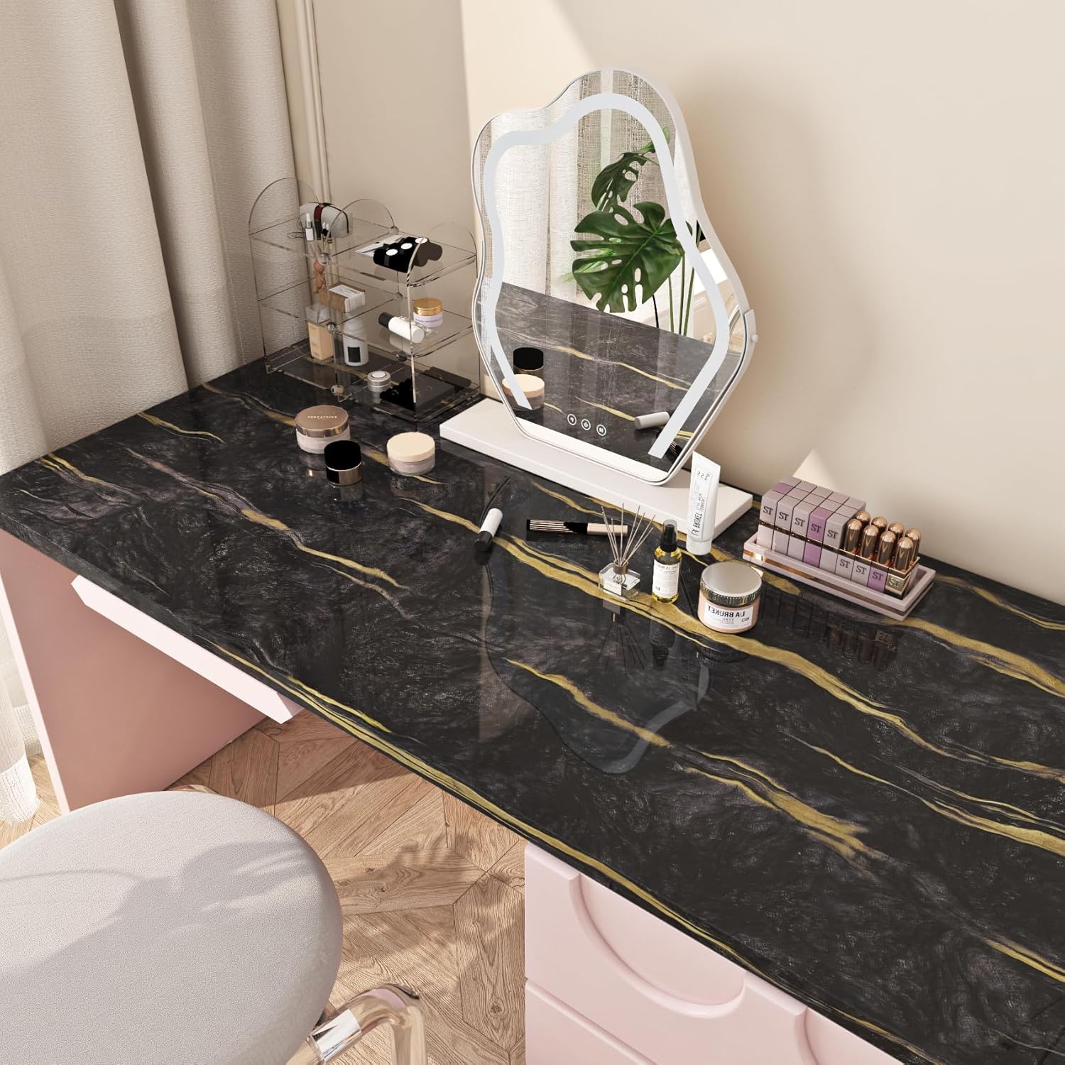 FunStick 36"x200" Large Black Gold Marble Contact Paper for Countertops Contact Paper Peel and Stick Countertops Waterproof Modern Marble Wallpaper Removable Counter Top Vinyl for Kitchen Backsplash