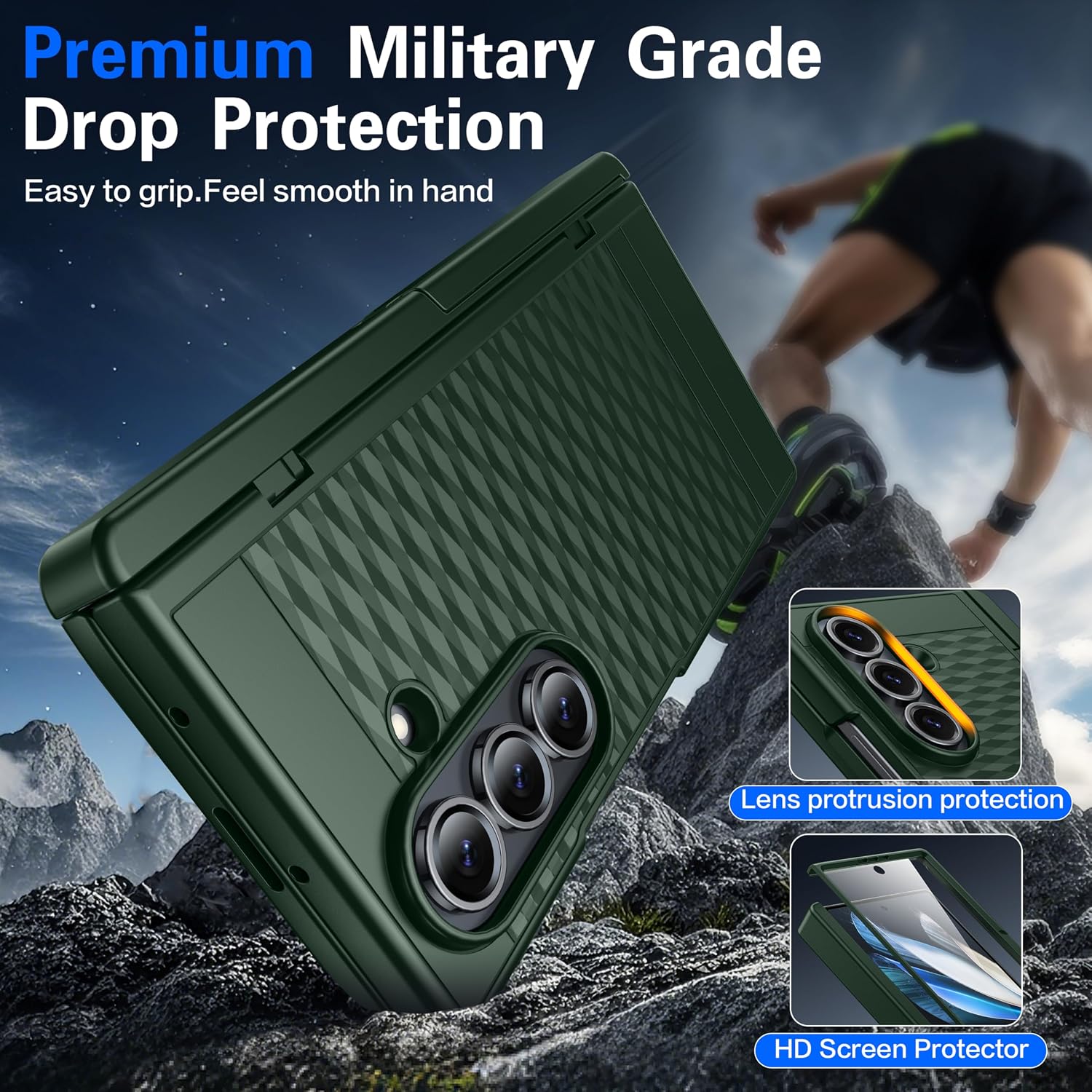 Magnetic for Samsung Galaxy Z Fold 7 Case,[Built-in Screen Protector] [Hinge Protection] [Kickstand][Compatible with MagSafe] Full Body Protective Phone Case for Galaxy Z Fold 7 Green