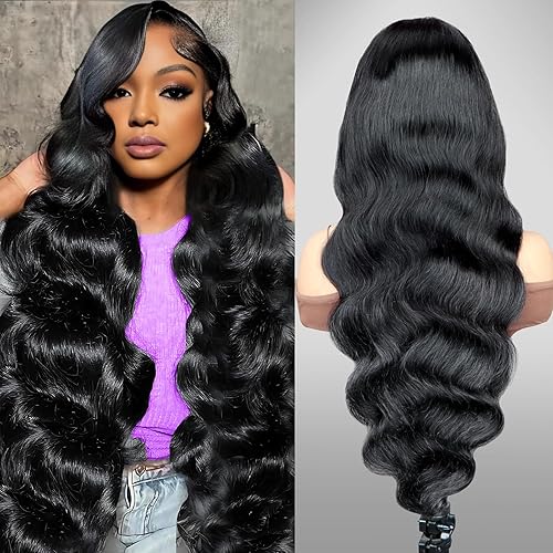 28 Inch 13x6 Body Wave Lace Front Wigs Human Hair 210 Density 13x6 HD Transparent Lace Front Wigs Human Hair Pre Plucked With Baby Hair Natural Color Glueless Body Wave Wigs for Women