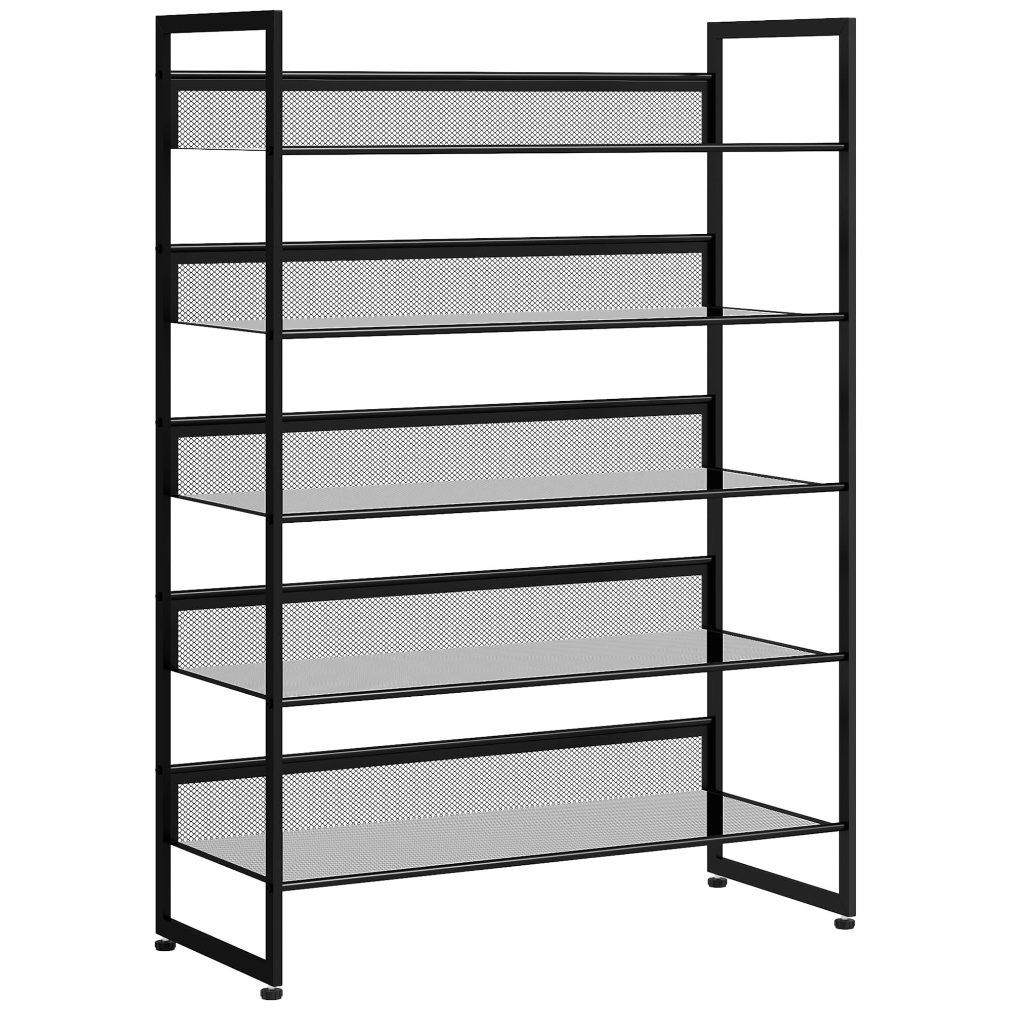 kleines Schuhregal Schuhablage Schuhständer hoch schmal, 5 Regale, 72 cm x 30 cm x 102 cm, Schwarz
