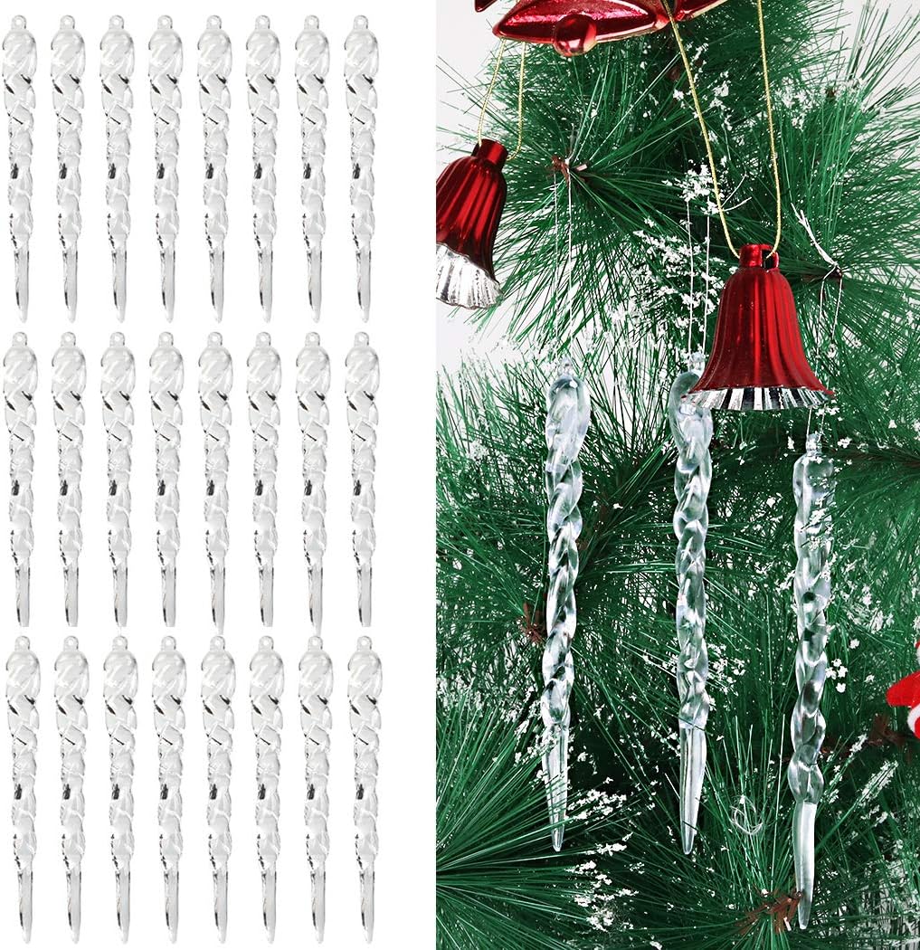 Christmas Tree Icicle Ornaments Clear Plastic Icicles Drop