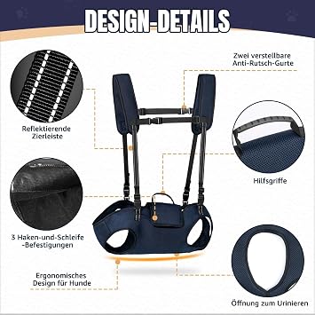 SlowTon Dog Carrier Harness for Large Dogs - Full Body Dog Seat Carrier with Adjustable Straps and Control Handle Breathable Support Backpack for Elderly Injured