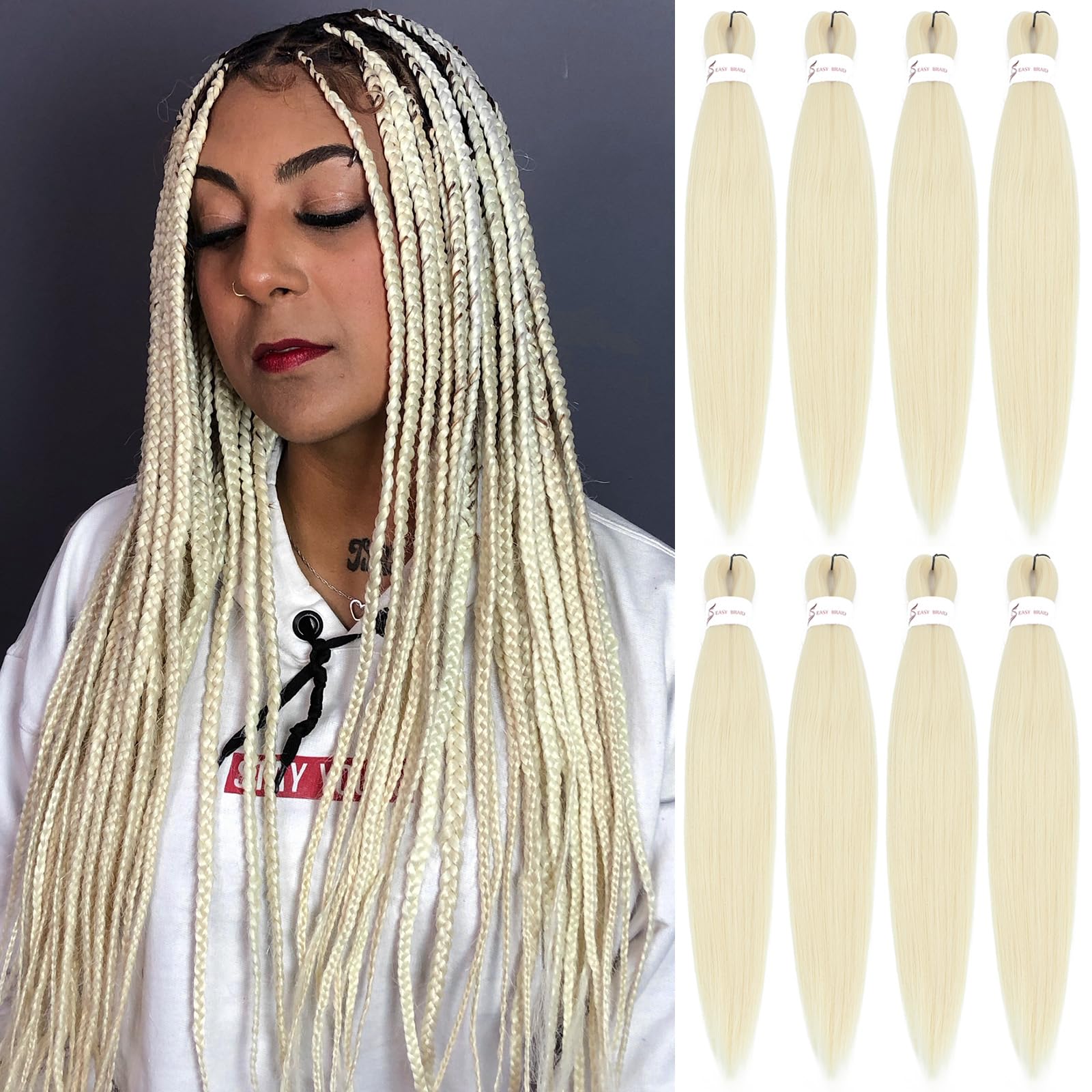 Braiding Hair Pre Stretched 26 Inch 8 Pack Braiding Hair Extensions Itch Free Soft Yaki Texture Hot Water Setting Synthetic Crochet Braids Hair For