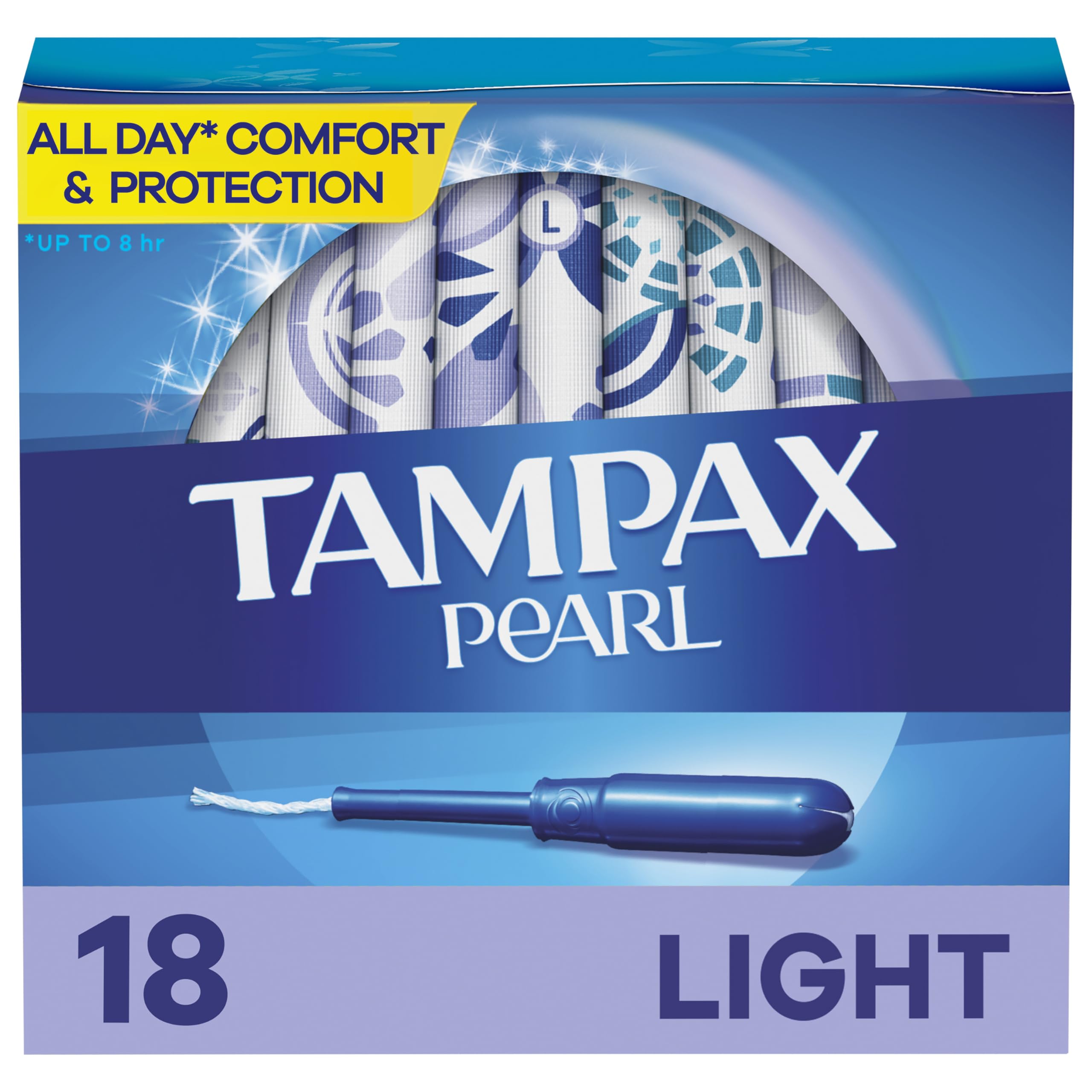 Tampax Pearl Tampons, Light Absorbency With Leakguard Braid, Unscented, 18Count
