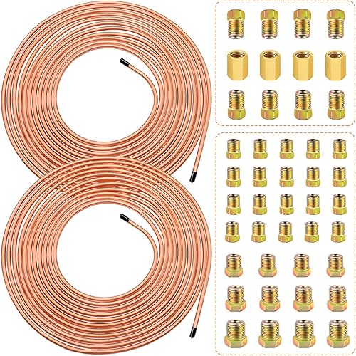 Miniatura 7 de smseace 46 piezas de 25 pies 316 pulgadas + 14 pulgadas de revestimiento de cobre kit de líneas de freno para piezas hidráulicassistema de