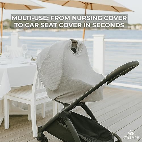 Vista 4 de Poncho transpirable para lactancia Elegante bufanda multiusos para lactancia materna, funda de asiento de coche y manta de bebé para madres modernas
