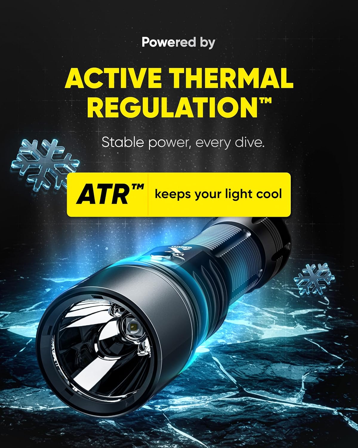 LYCAN X4200 Dive Light, 4200 Lumen Super Bright Dive Lights Scuba Diving Flashlight, Professional Diving Light 1100ft Beam, IPX8 Waterproof 328ft Depth Night Dive Torch Underwater Sports CREE XHP70