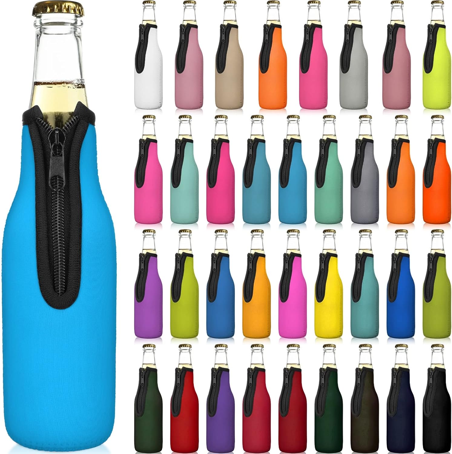 36 Pack Beer Bottle Cooler Sleeves Thick Neoprene Insulated