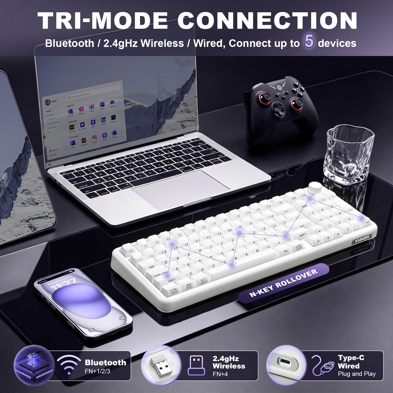 Amazon | YUNZII X98 QMK/VIA対応 ワイヤレス メカニカルゲーミング