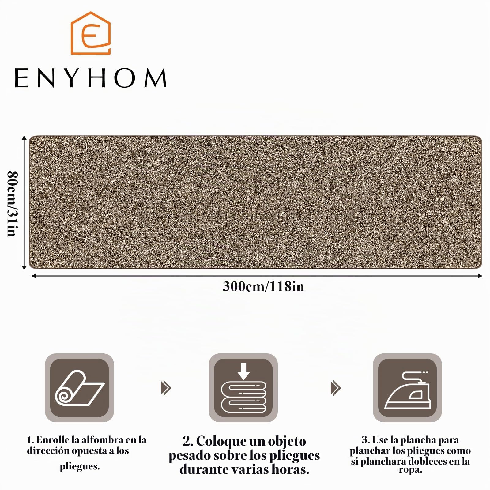 Enyhom Alfombra Pasillo Larga 80 x 300 cm, Moderna Absorbente Alfombra Cocina Lavable Esponjosas Tapete Cocina Entrada, Alfombra Antideslizante para Pasillos, Entrada, Dormitorio, Lavandería