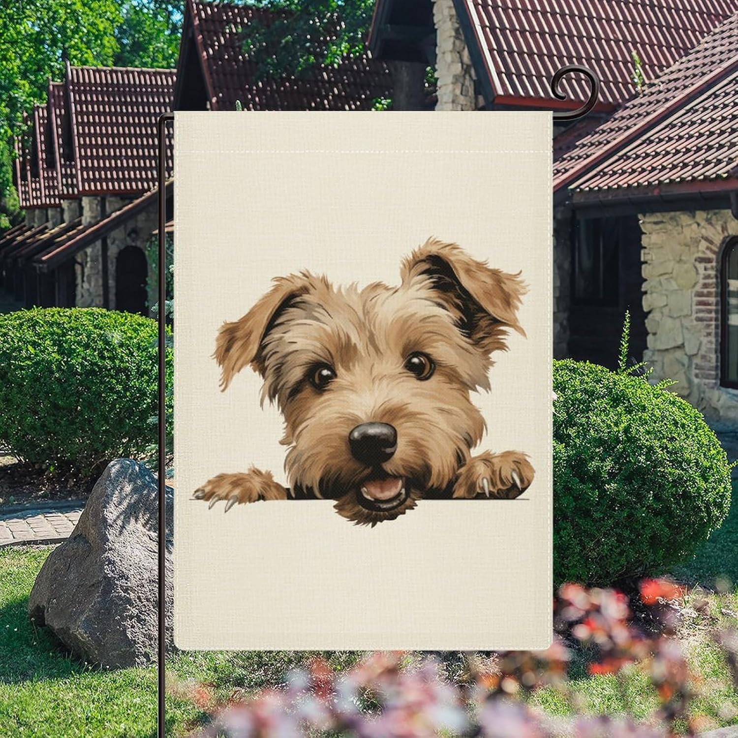 Glen of Imaal Terrier Garden Flag 28×40 Inch Double Sided Dog Mom Gift Welcome Flag for Outside Yard Decorations Banners Holiday Party Decor Burlap Yard Flag