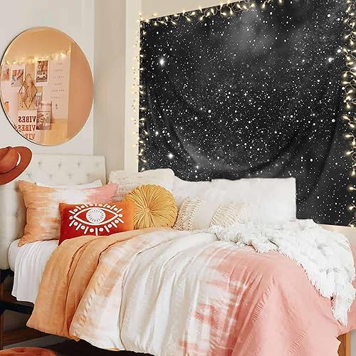 Miniatura 29 de Imirell Tapiz de estrellas de cielo nocturno, 59 pulgadas de ancho x 51 pulgadas de alto, para colgar en la pared, azul oscuro, galaxia, espacio