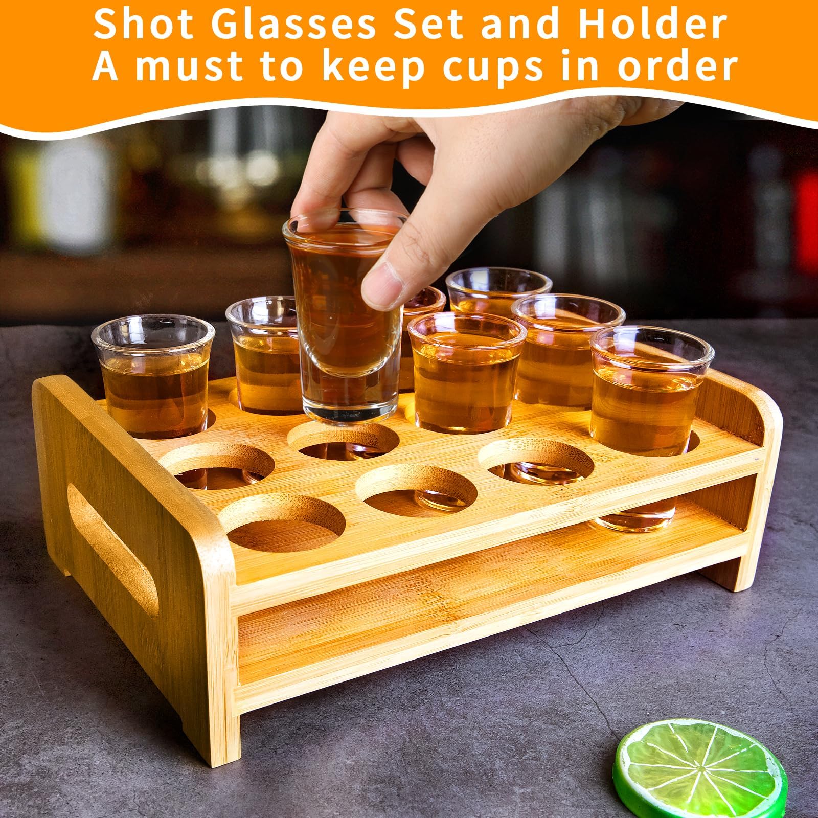 Juego de 12 vasos de chupito para servir de 30 ml, base gruesa con soporte organizador para tequila, fiesta, club, bar, hogar, restaurante, cocina, cristalería, regalo de degustación de bebidas