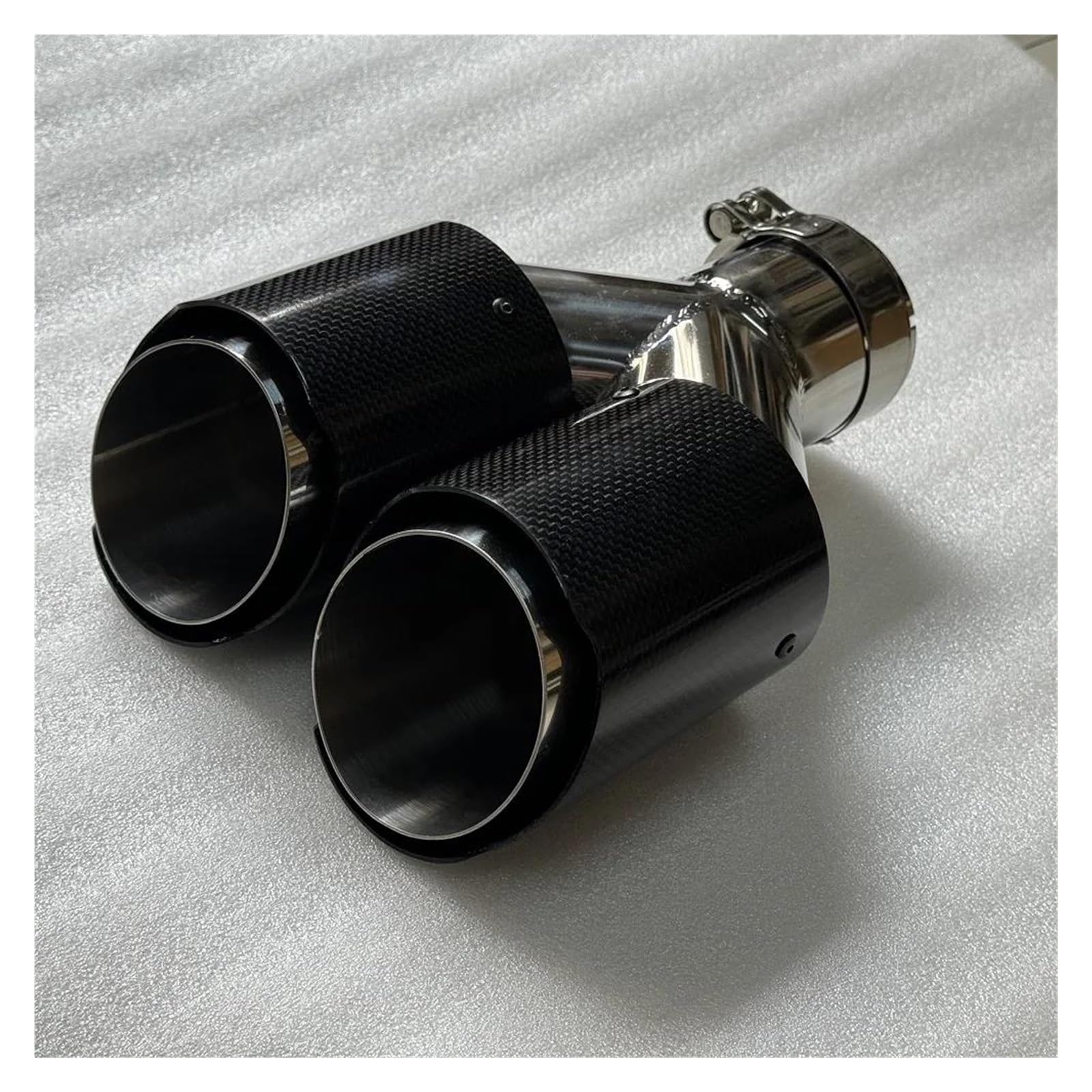 1Pc Doppio Terminale di Scarico Lucido Doppio di Scarico Terminale di Scarico di Scarico Punta Silenziatore per BMW Universale Terminale di Scarico per Auto(ID 76MM-OD 114MM)