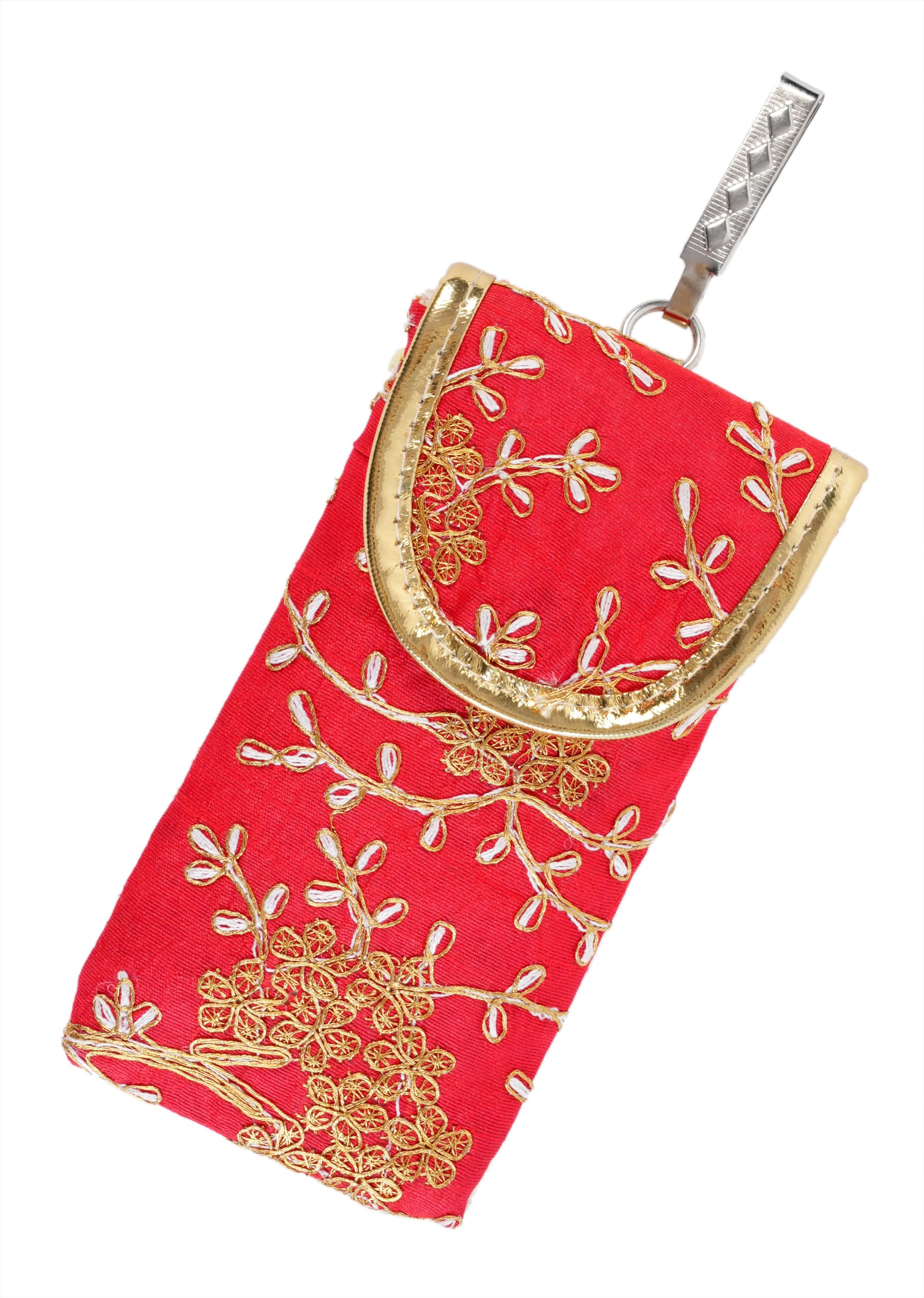 SUMERA WARQ Fancy Embroidered Mobile Pouch Cover for Women Designer Multicolor Handmade Ethnic with Sling & Clip-picture-58