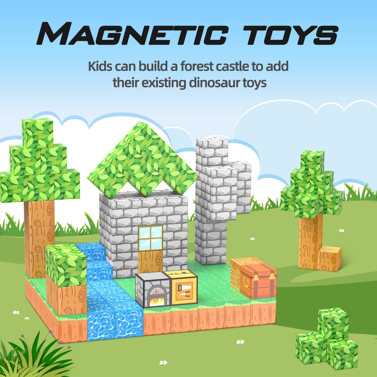 Costruzioni Magnetiche Blocchi 100 Pezzi, tessere magnetiche Giocattoli da costruzione STEM Giocattoli da costruzione per bambini e bambine di 3 4 5 6 7 8 anni, giocattoli creativi per bambini