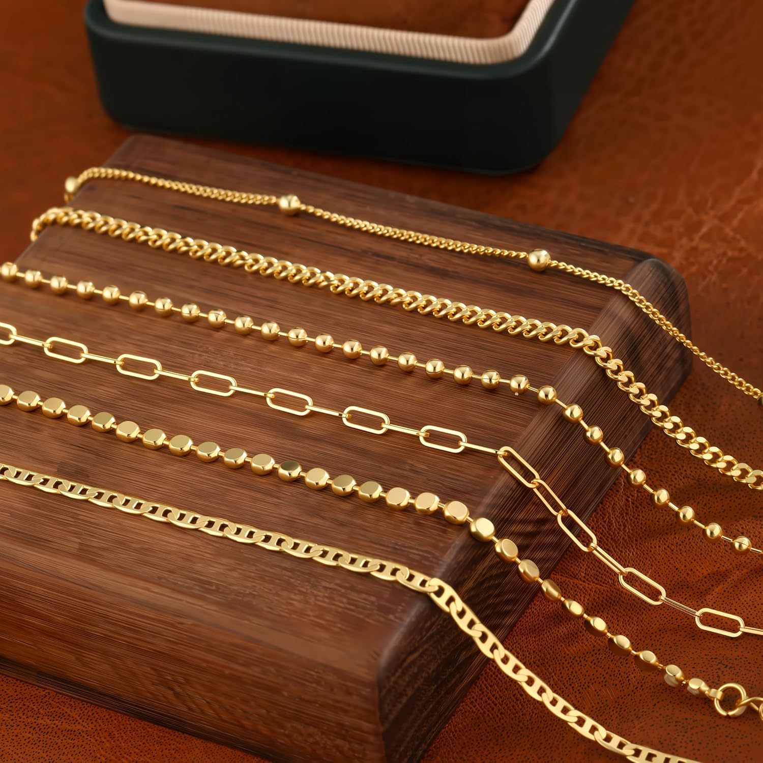 Gold Bracelets Set for Women, 14K Real Gold Plated/Silver Dainty Link Chain Bracelets Ring Hand Chain Charm Stackable Cuban Link Paperclip Bracelet Non Tarnish Jewelry Accessories Gifts - Image 5