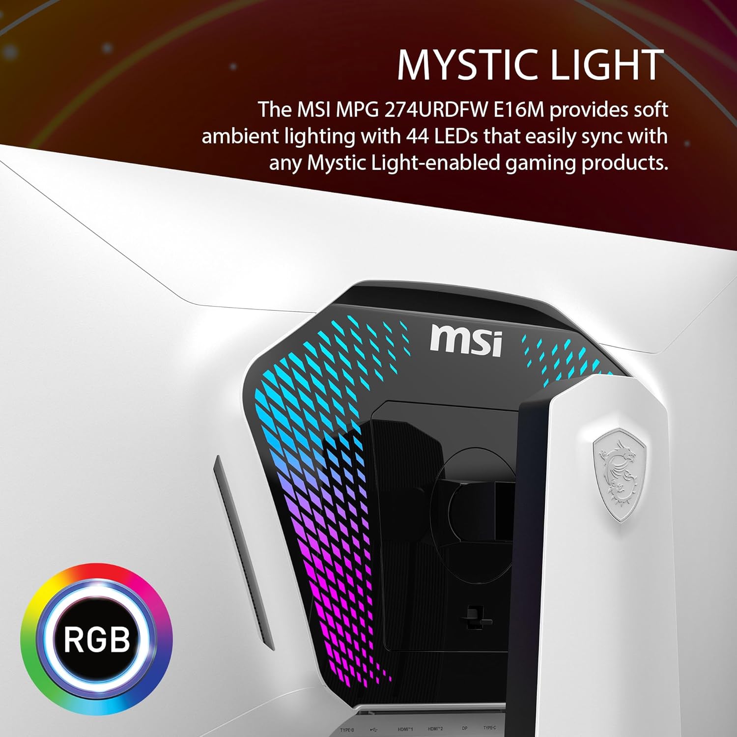 MSI MPG 274URDFW E16M 27-inch 3840 x 2160 (UHD) Gaming Monitor, 160Hz, AMD Adaptive Sync, HDR Ready, HDMI, VGA Port, VESA Mountable, Tilt, 4-Side Slim Bezel, 0.5ms, White - Image 7