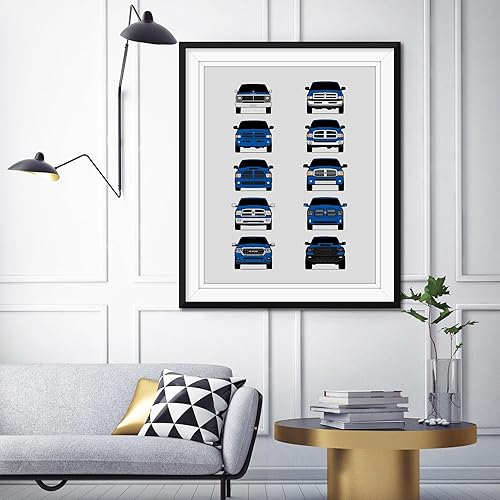 Vista 15 de Handmade Poster compatible with Dodge Charger Generations and Print of Dodge Charger - Multi, 11x14" Metallic Print (Unframed) - Gift for Car 3A.