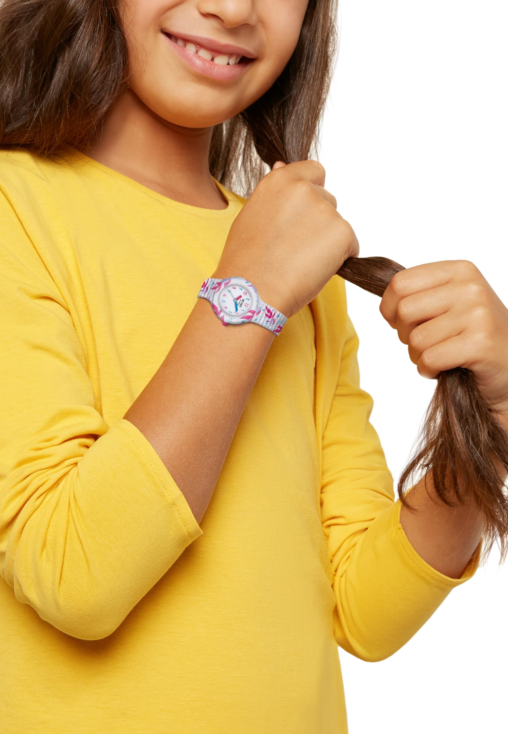 HIP HOP Zegarek tylko czas dzieci zabawa dla dziewczynki z nadrukiem graficznym w różnych fantazjach z miękkim silikonowym i wodoodpornym paskiem, Wielobarwny 2, ONE SIZE, pasek