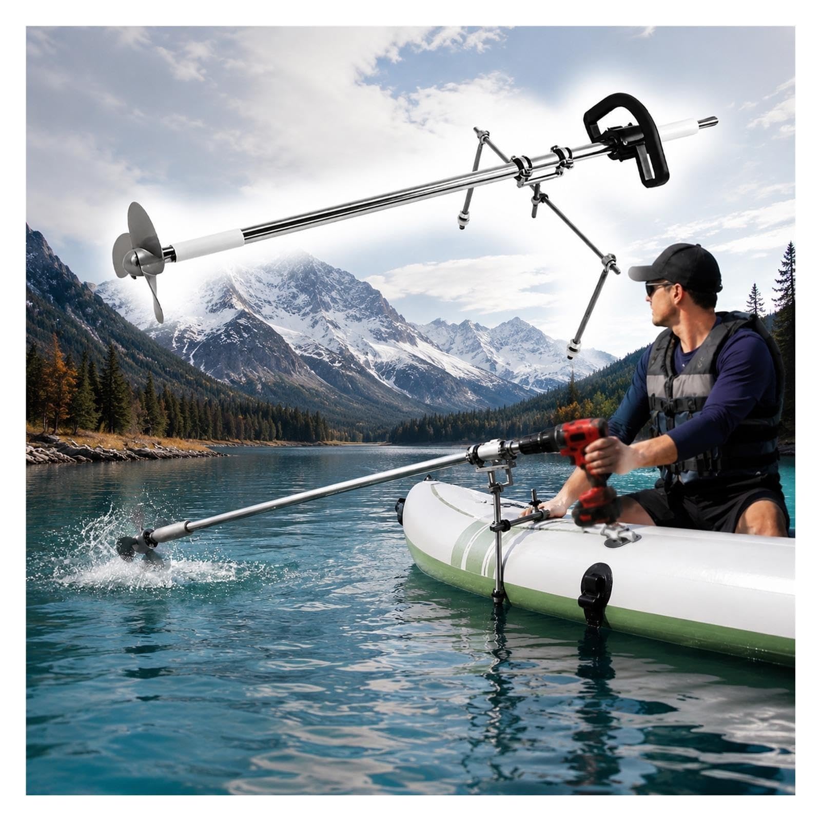 Hélice para Kayak Accionada por Taladro, Hélice Aluminio 3 Palas