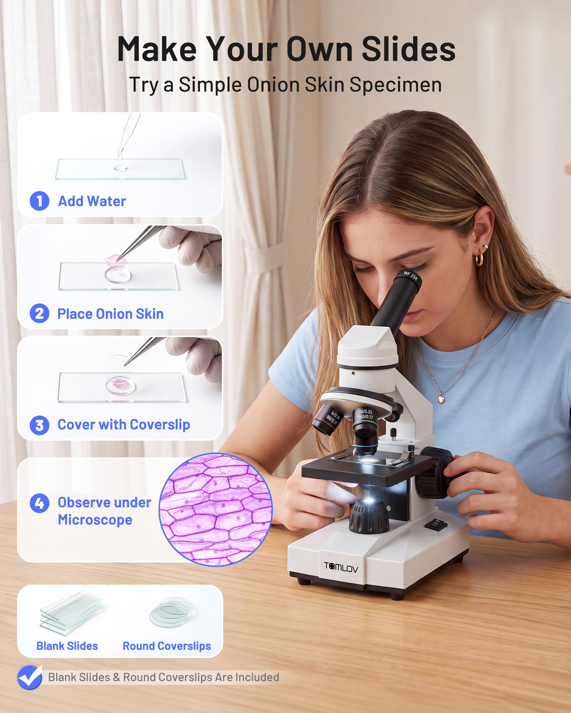 TOMLOV Microscope - Explore the Microscopic World -8