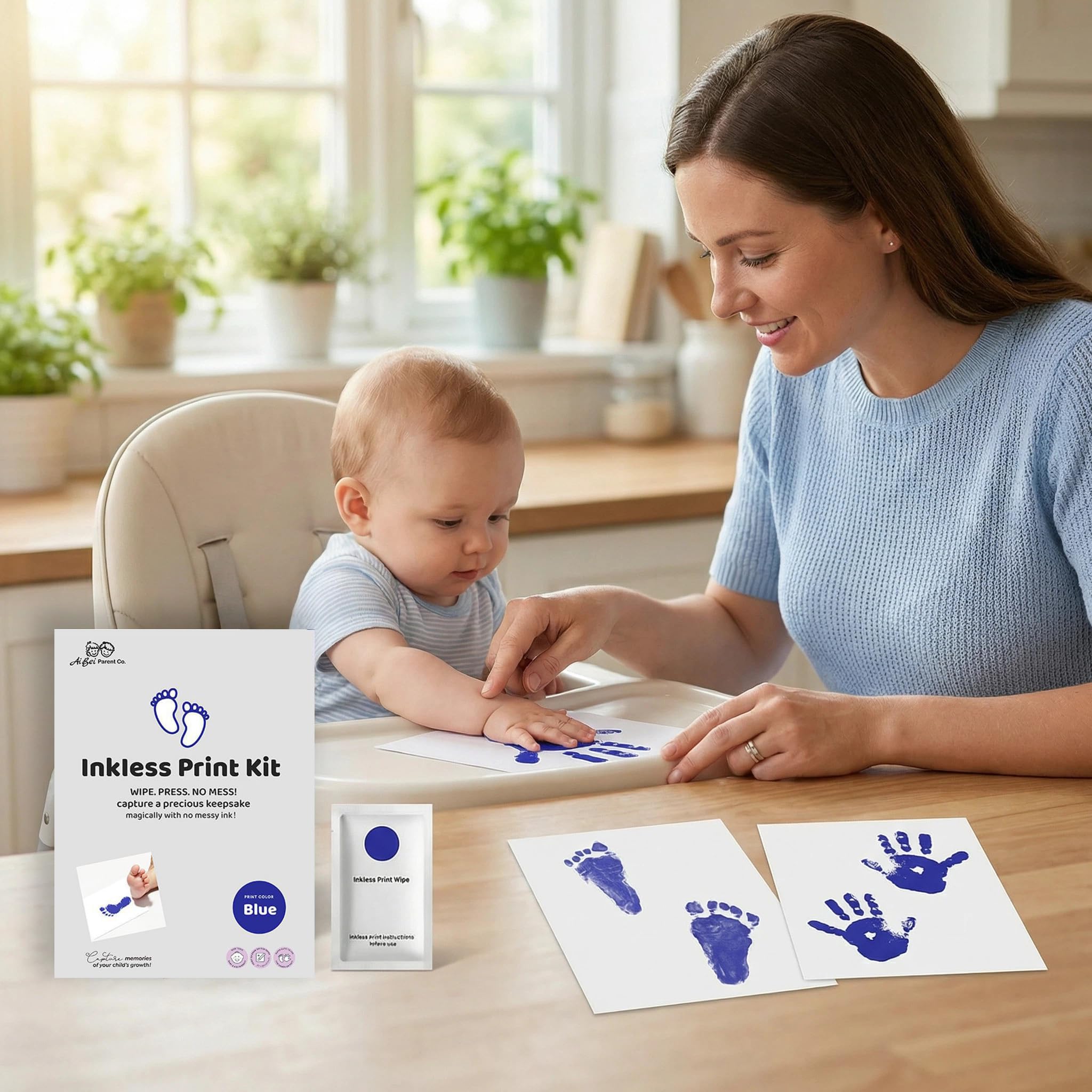 Kit de 2 piezas de huellas de manos de bebé sin tinta para recién nacido, kit de huellas de manos de bebé, kit de huellas de perro, kit de impresión de nariz de perro, kit de impresión de nariz de