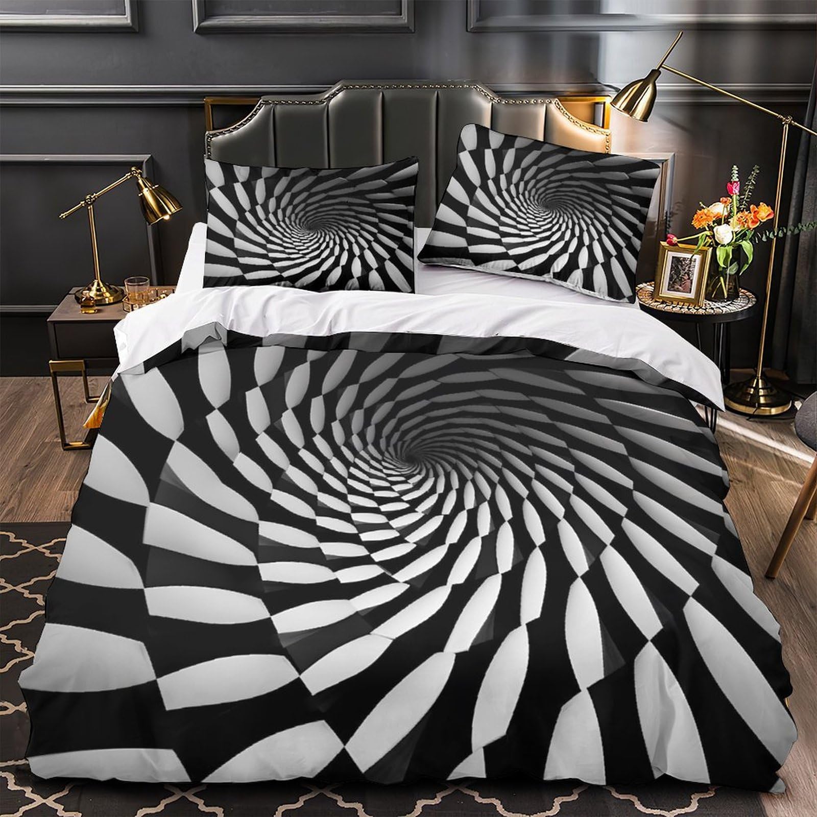 Parure de lit 3d confortable avec fermeture éclair motif abstrait