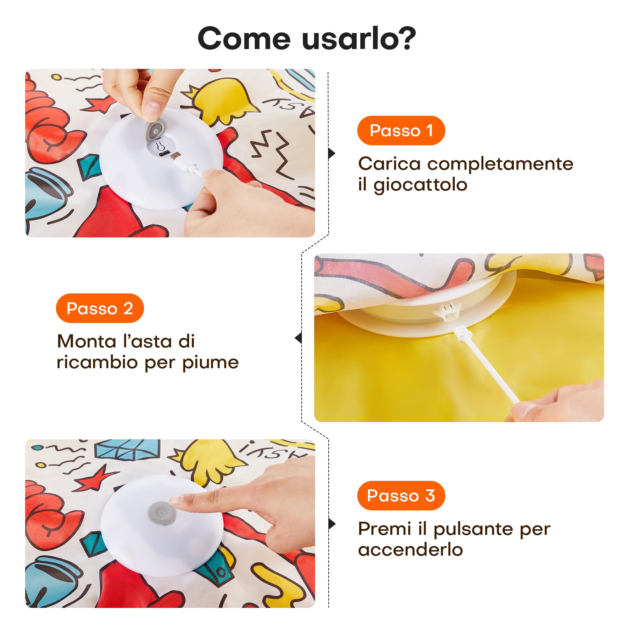 Potaroma Giochi per Gatti Interattivi Ricaricabili – Giocattolo con Piume Nascoste in Movimento, Suono Realistico di Topo, Attivazione al Tocco, per Gattini e Gatti Adulti da Interno Cover Graffiti