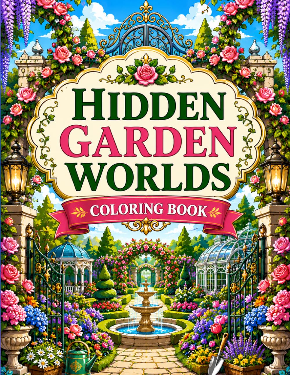 Hidden Garden Worlds Coloring Book: Secret Gardens, Blooming Pathways, Rose Arches and Peaceful Floral Escapes