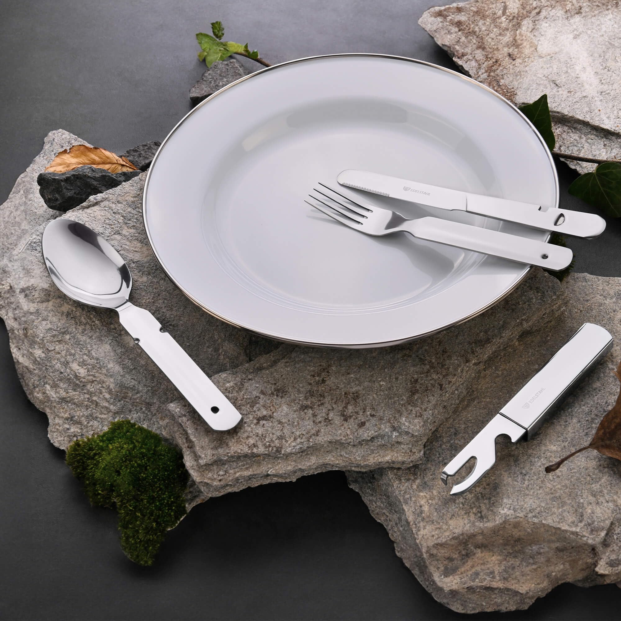 ENSEMBLE DE COUVERTS de camping d'extérieur compacts et pliables en