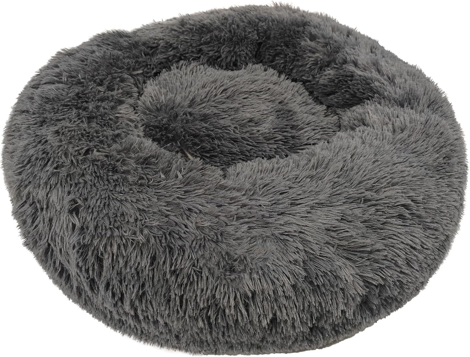 review Deluxe Calming Dog Bed for Small Medium Dogs & Cats - Anti-Anxiety Donut Cuddler Cozy Warm Soft Fluffy Faux Fur Round Beds Sizes 24