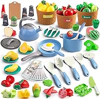 Vista 16 de 35 piezas de accesorios de juguete de cocina para niños, juego de cocina para niños pequeños con ollas, sartenes, utensilios, utensilios de cocina