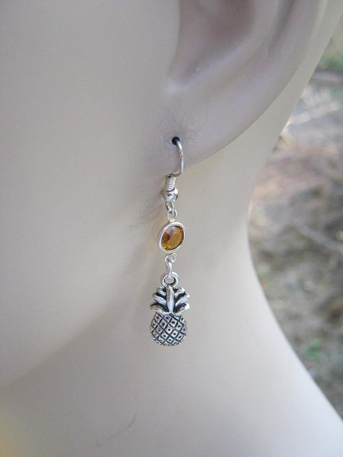 Pineapple Birthstone Earrings, Personalized Tropical Earrings, Fruit Earrings, Foodie Jewelry Gift, Pineapples Charm