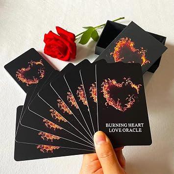 QUEENOFPAIN Burning Heart Love Oracle Cards Deck, Twin Flame Oracle Cards, Oracle Deck Help You Gain Insight into What The Person is Thinking or Trying to Communicate with You