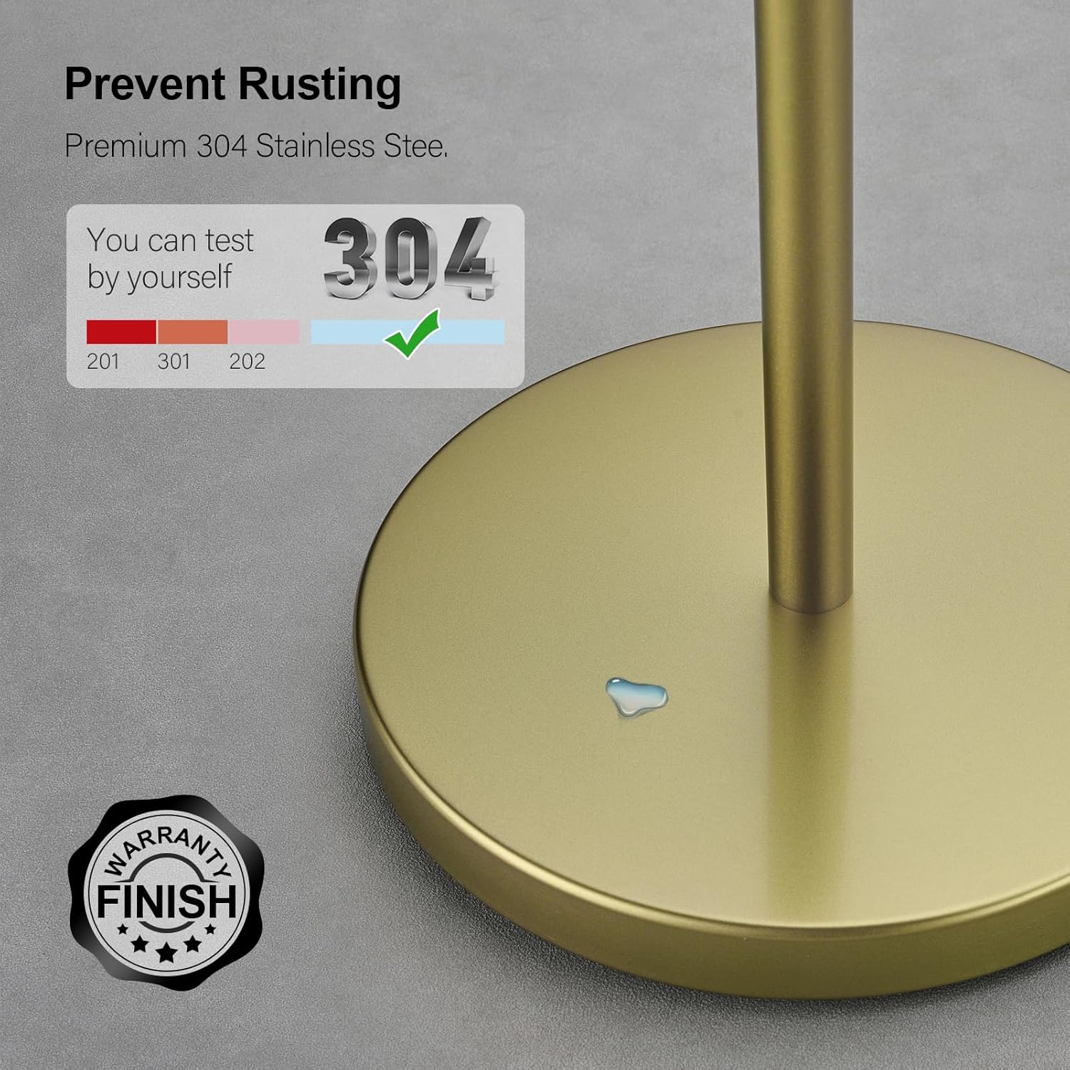 BAGNOLUX Bathroom Toilet Paper Holder Stand with Reserve, SUS304 Stainless Steel Rustproof Pedestal Tissue Roll Holder Heavy Duty, Brushed Light Yellow Gold