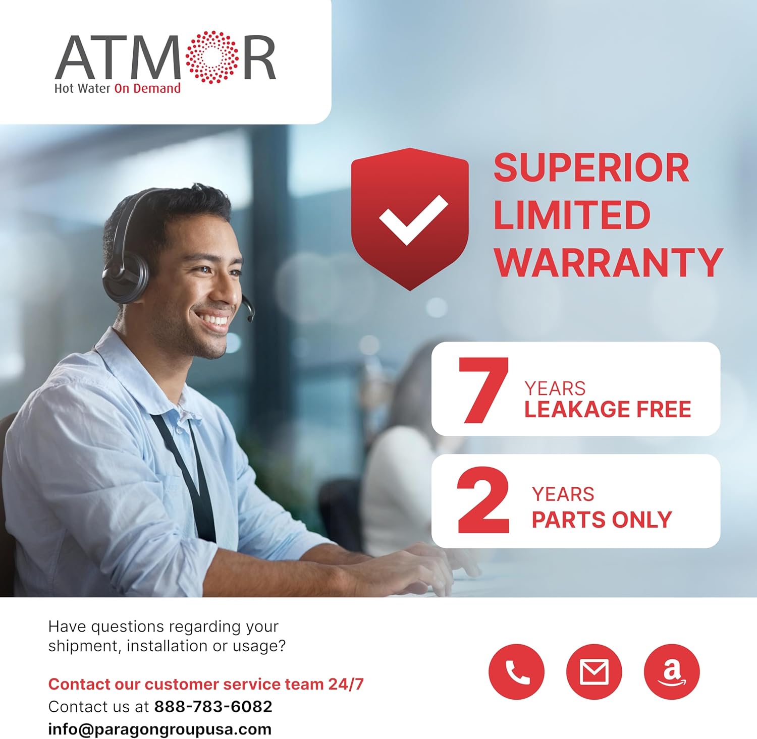 Atmor PRO XTP Series 18kW 3.8 GPM Self-Modulating Electric Tankless Water Heater, Whole-Home Instant Hot Water, Digital Control, Over-Temperature Protection