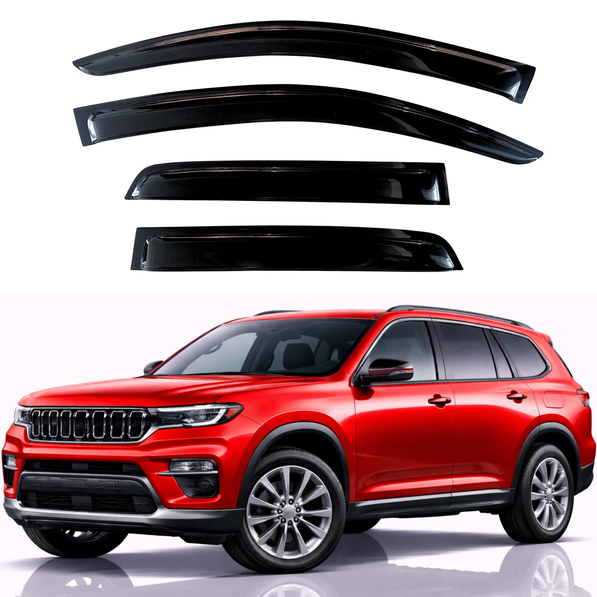 KPY Rain Guards Fit for 2021-2026 Jeep Grand Cherokee L, Out-Channel Window Visors Vent Wind Deflectors 4PC, Car Accessories for 21-26 Grand Cherokee L (Cherokee L Only)