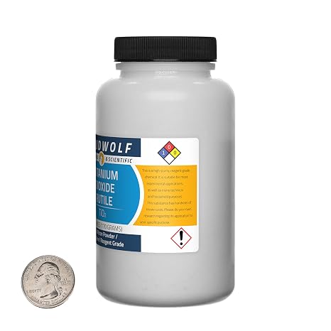 Titanium Dioxide Rutile / 1.1 Pounds / 3 Bottles / 99% Pure Reagent Grade / 44 Micron Powder