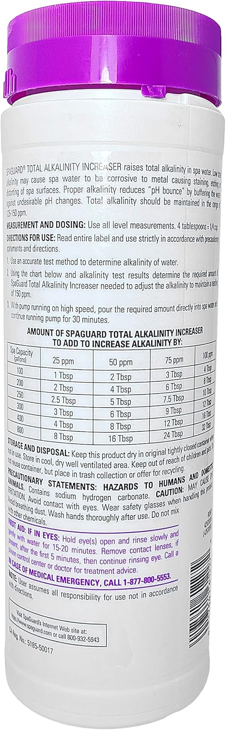 SpaGuard Total Alkalinity Increaser, 2 lb, Pack of 3, Prevents pH Bounce, Proven Pool Water Balancer, Suitable for Spas and Hot Tubs