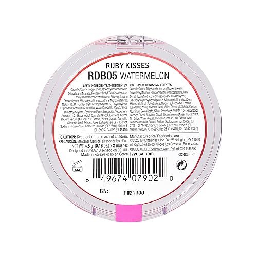 Miniatura 3 de Ruby Kisses Rubor en crema dúo, suave, de aspecto natural, de larga duración para mejillas, labios y ojos, construible y mezclable, infundido con té