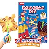 Toddler Scissor Skills Activity Book, 4 Progressive Levels to Learn Cutting for Kids Ages 3-6, 27 Fun Crafts with Child-Safe Scissors, Develop Fine Motor Skills, Ideal Christmas Gift & Arts and Crafts