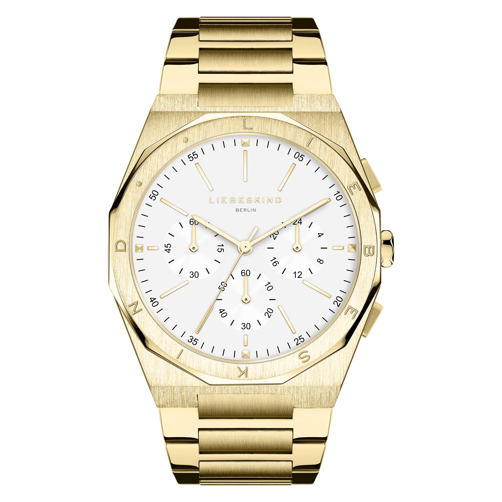 Liebeskind Berlin Chronograaf voor dames, ronde behuizing (40 & 36 mm), kwartsuurwerk, roestvrij stalen of leren armband, 5 ATM waterdicht, modern design, zilver, 36mm, zilver