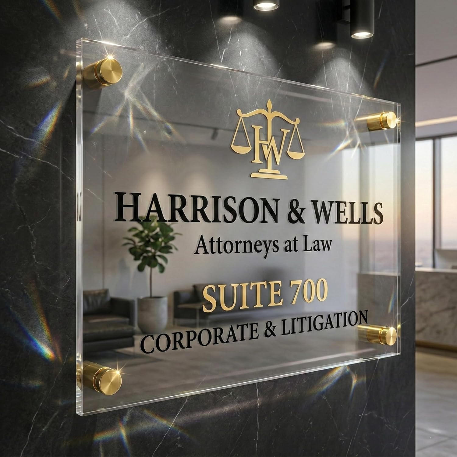 Custom Acrylic Sign for Business Wall - Corporate Lobby Directory & Professional Suite Plaque - Law Firm Office Decor - Letreros Personalizados para Oficinas