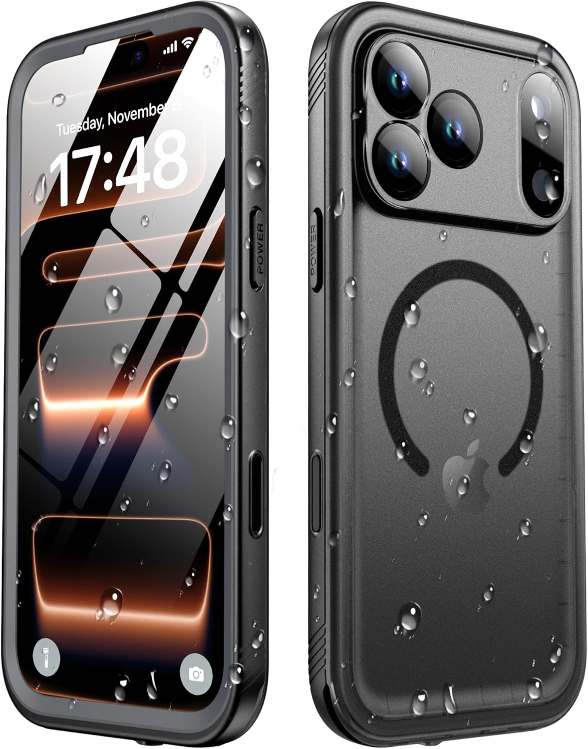 SPORTLINK for iPhone 17 Pro Max Waterproof Case - Built in Screen Protector/Shockproof Compatible with MagSafe/Dropproof/Dustproof/Heavy Duty, Full Body for iPhone 17 Pro Max 6.9 inch Black