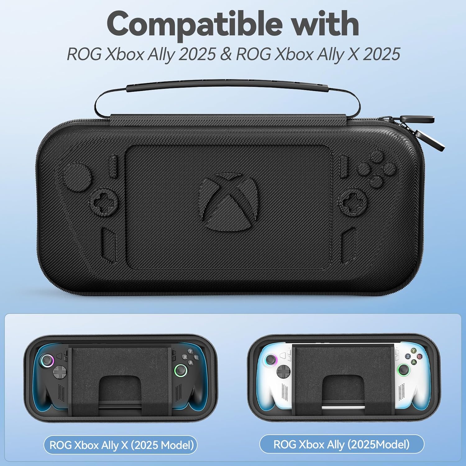 Hard Shell Carrying Case for ASUS ROG Xbox Ally / X (2025), Protective Travel Bag Fit ROG Game Console and Adapter with Screen Protector & Thumbstick Cap, Storage Pouch for Xbox Ally X Accessories Black
